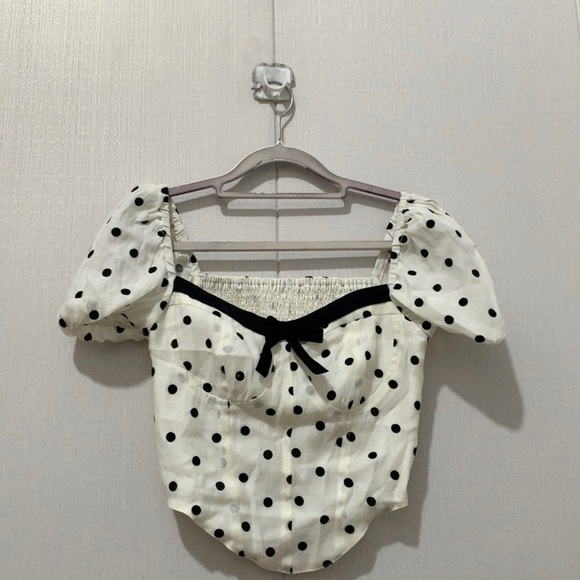Polka Dot Puff Sleeve Top - Picture 1 of 2